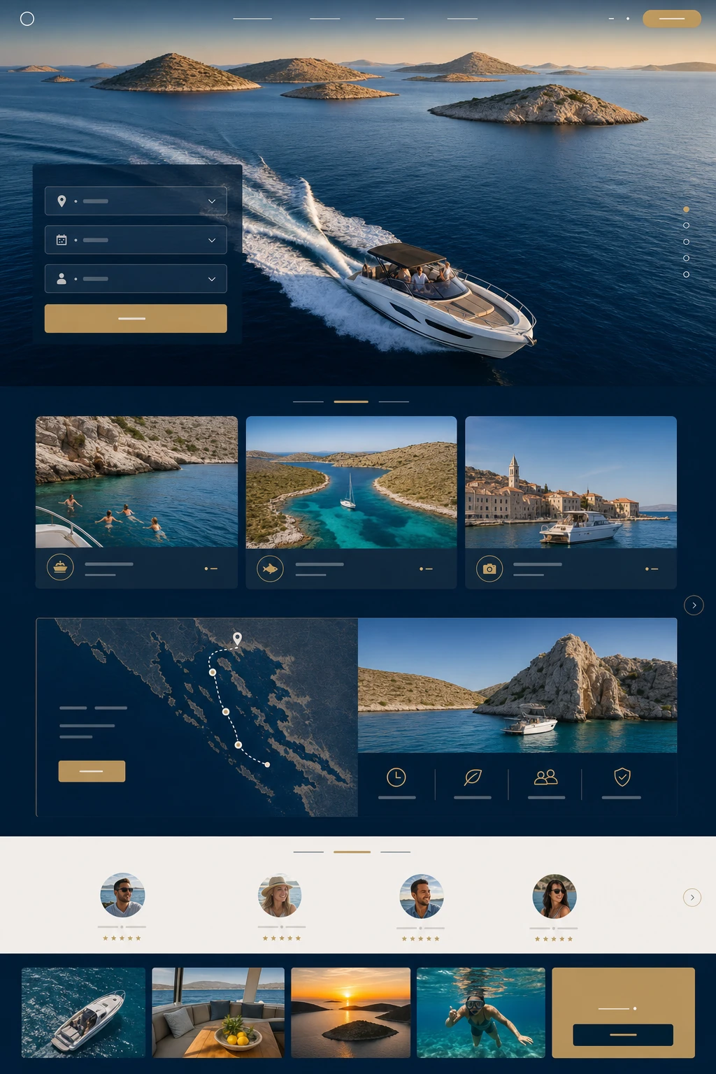 Koncept turističke web stranice za izlete brodom i otocima