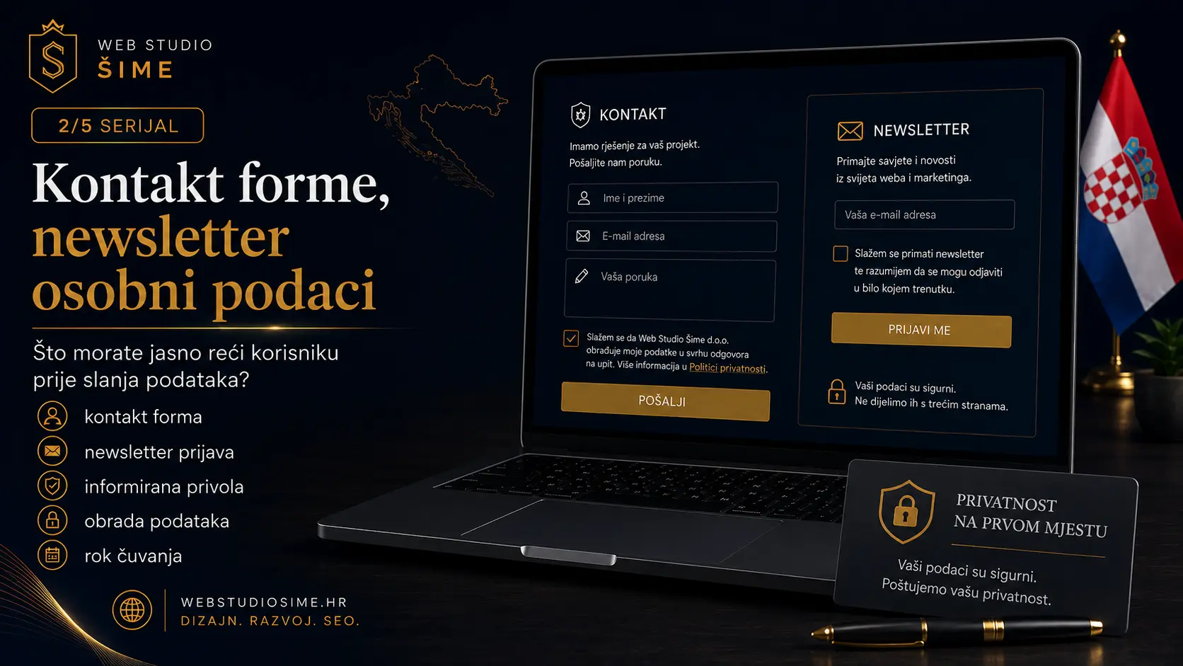 GDPR kontakt forma newsletter i osobni podaci na web stranici